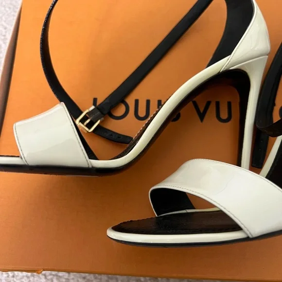 Preowned Womens Louis Vuitton Passenger Heel Sandals Monogram EBENE Sz. 38/US 8. - Picture 7 of 12